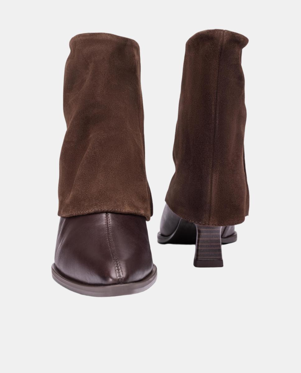Botines de mujer de piel de solapa - Unisa - Marrón chocolate Marrón chocolate-5