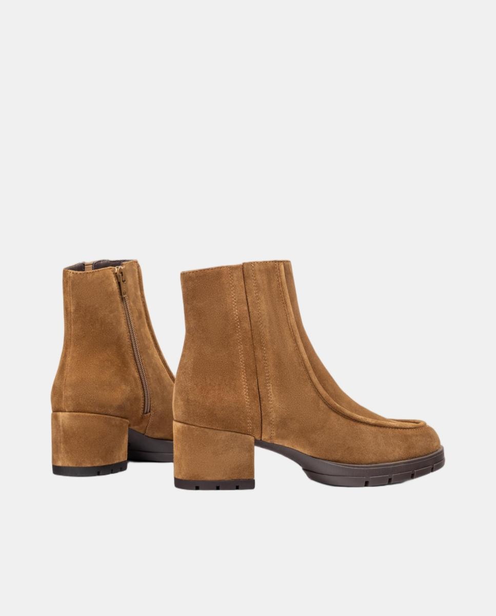 Botins em Pele com Detalhe de Bordão Franzido Castanho-claro-5