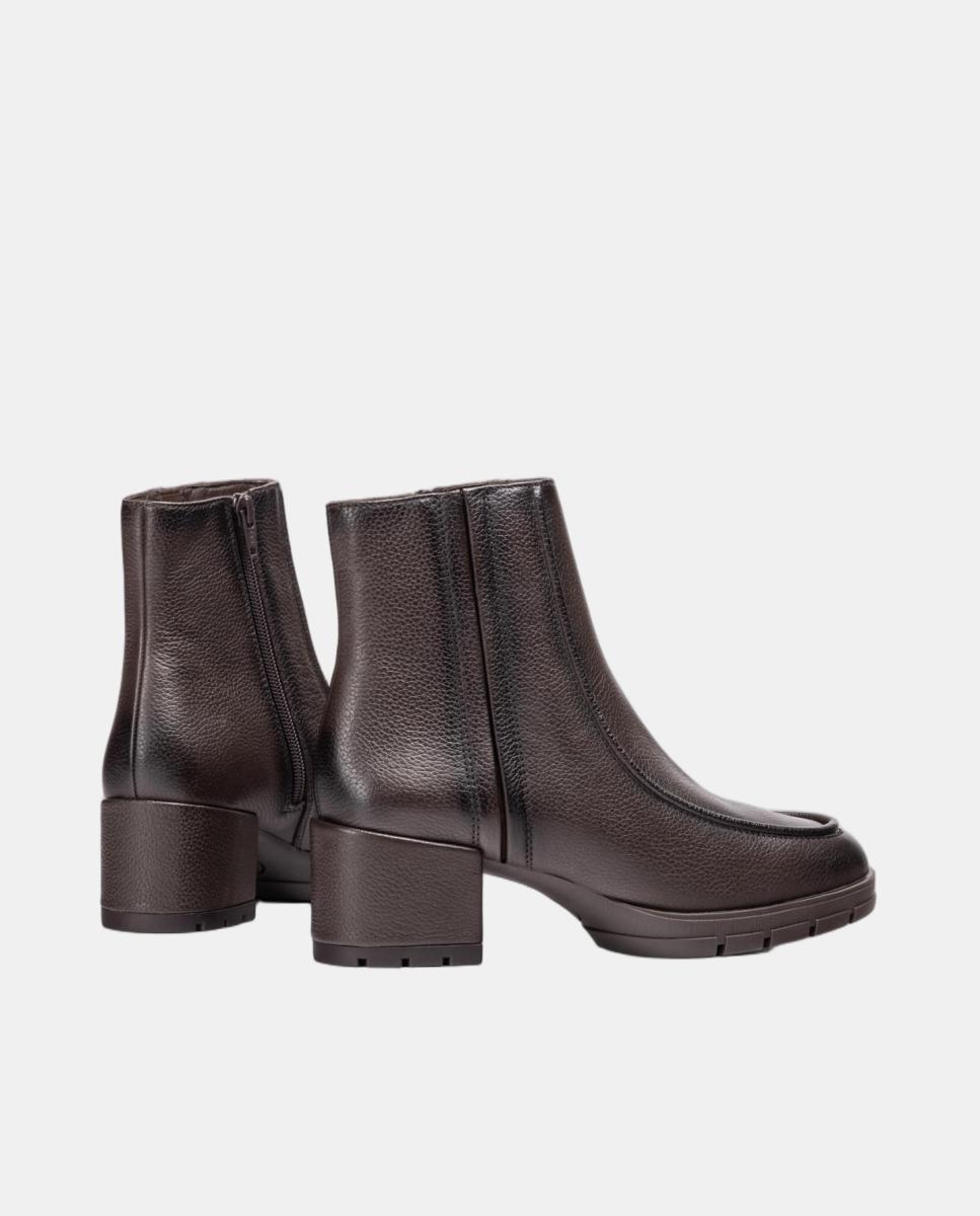 Botins em Pele com Detalhe de Bordão Franzido Castanho-chocolate-3