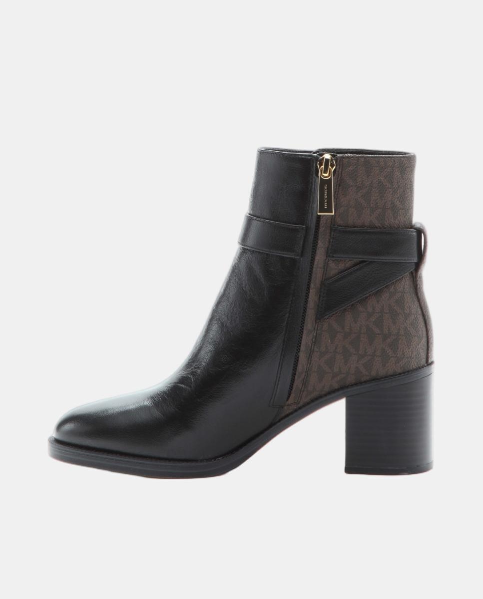 Botins Rachel em Pele com Salto de Bloco e Fecho de Correr Preto-3