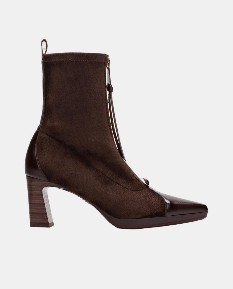 Imagen 0 de Zapatos de mujer botin hispanitas de tacón y cremallera central Gris Topo