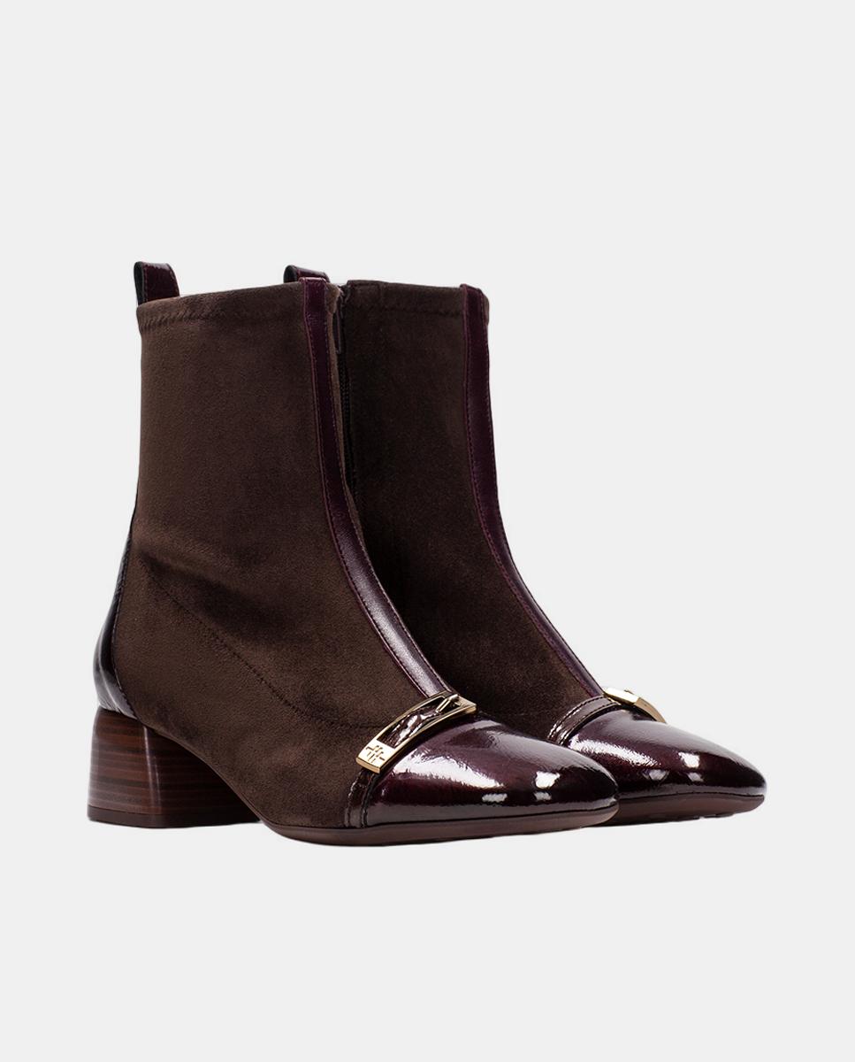 Imagen 2 de Zapatos de mujer botín hispanitas combinado - Marrón oscuro Marrón oscuro