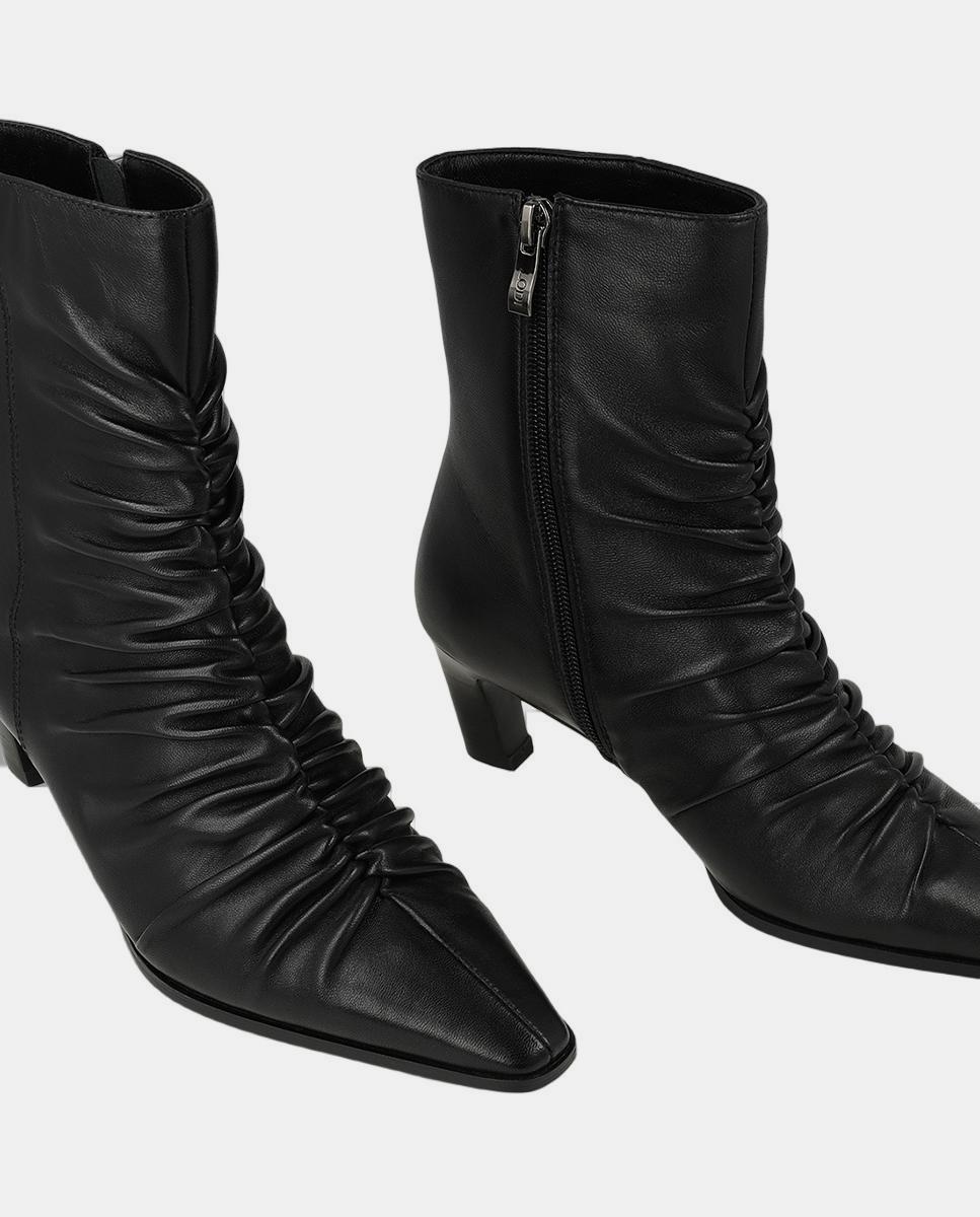 Botines de tacón de mujer con empeine fruncido de color - Lodi - Negro Negro-3