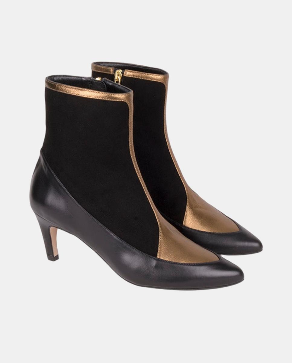 Botins Combinados de Biqueira Fina Preto-3