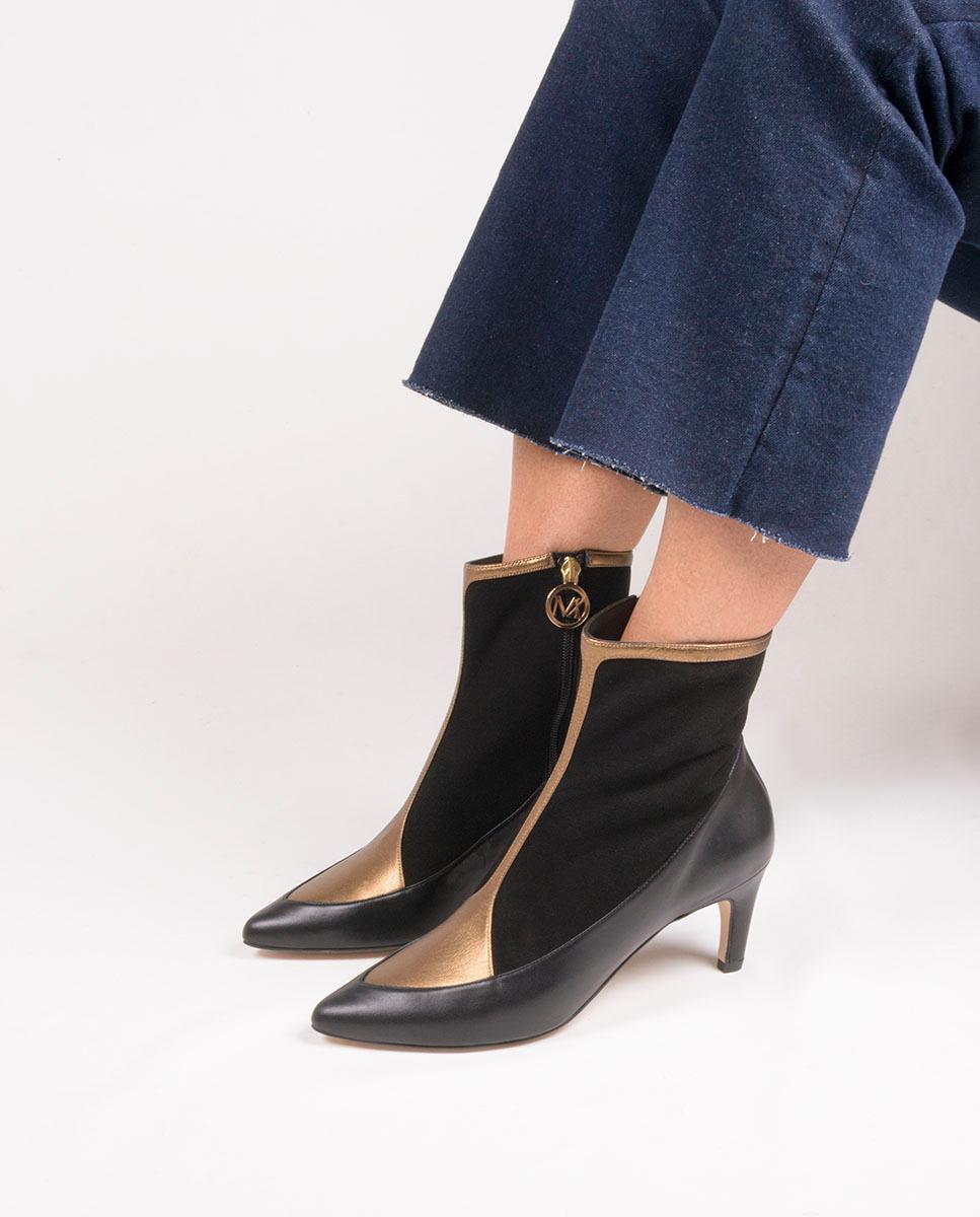 Botins Combinados de Biqueira Fina Preto-7