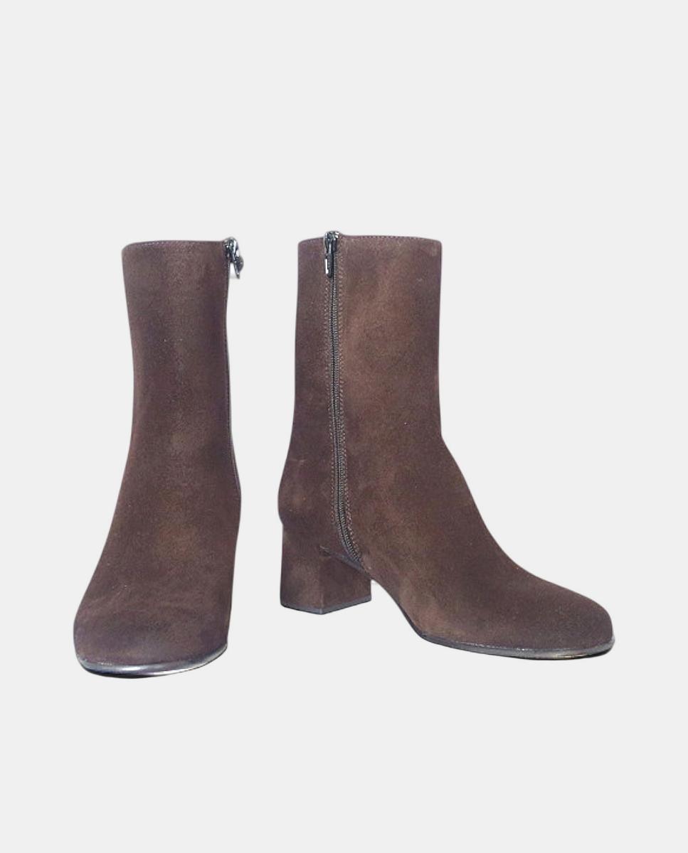 Botins de Salto Lisos Basket Castanho-3