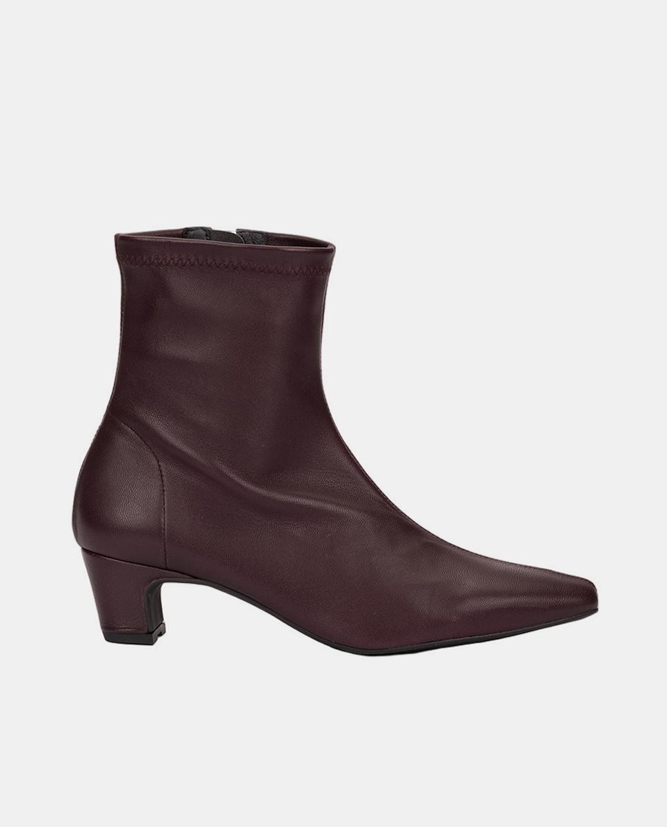 Botines de mujer de piel con tacón bajo - Pedro Miralles - Rojo oscuro Rojo oscuro-1