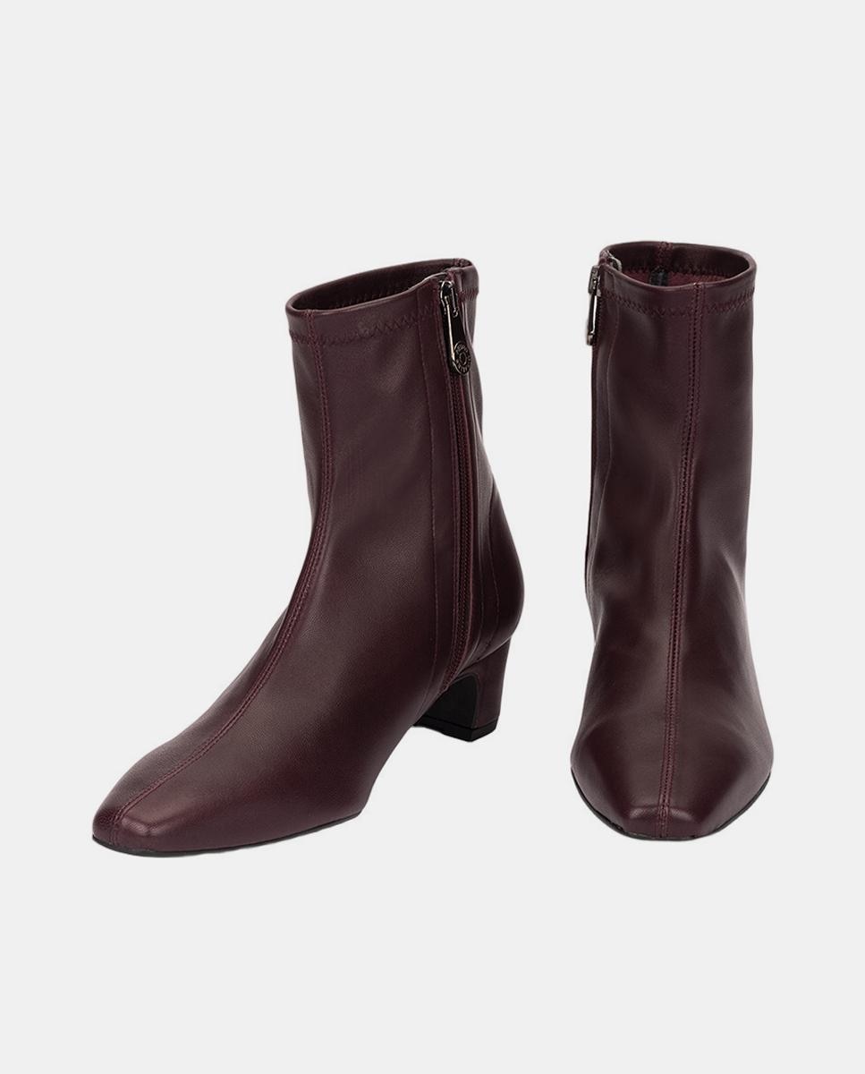 Botines de mujer de piel con tacón bajo - Pedro Miralles - Rojo oscuro Rojo oscuro-3