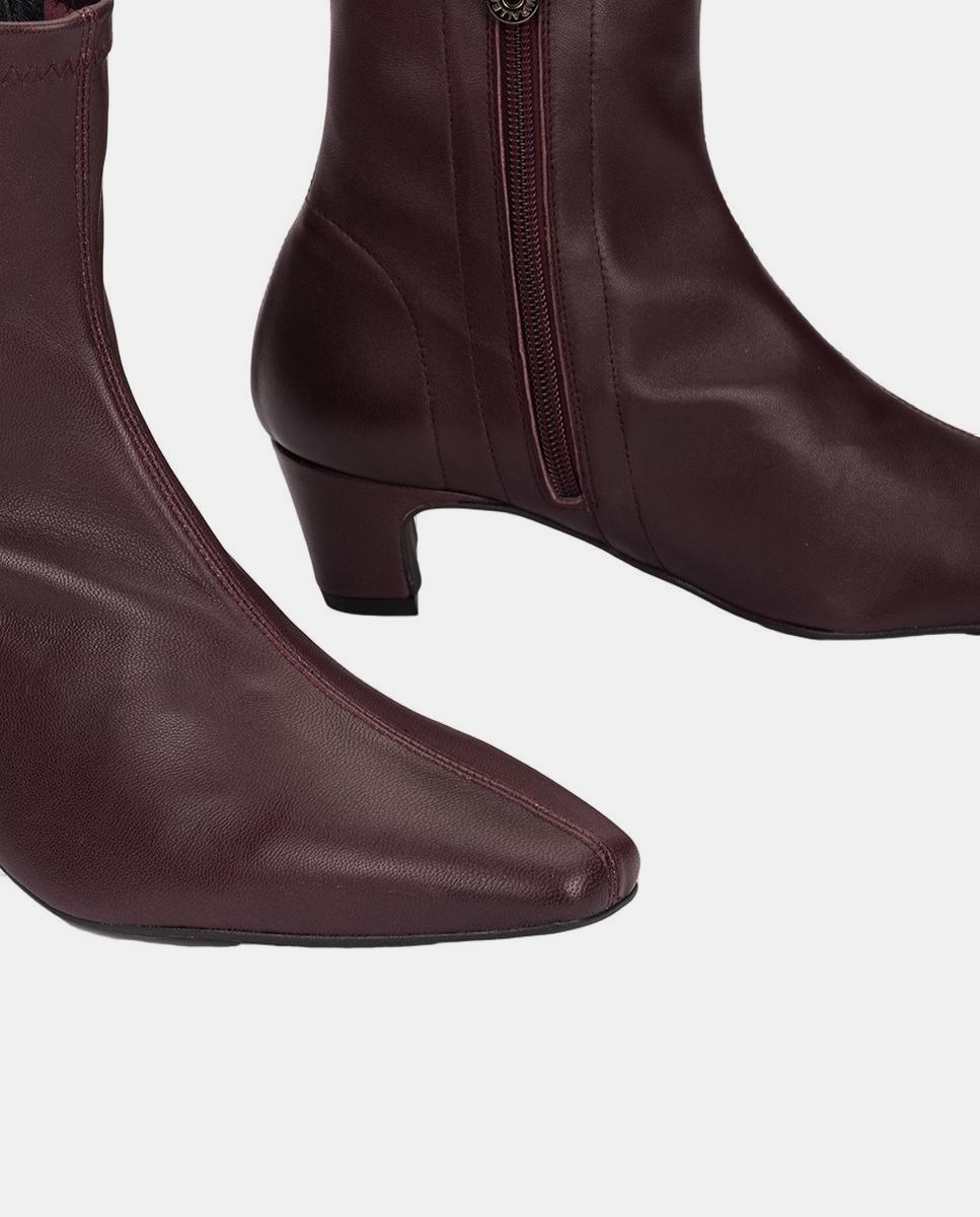 Botines de mujer de piel con tacón bajo - Pedro Miralles - Rojo oscuro Rojo oscuro-4