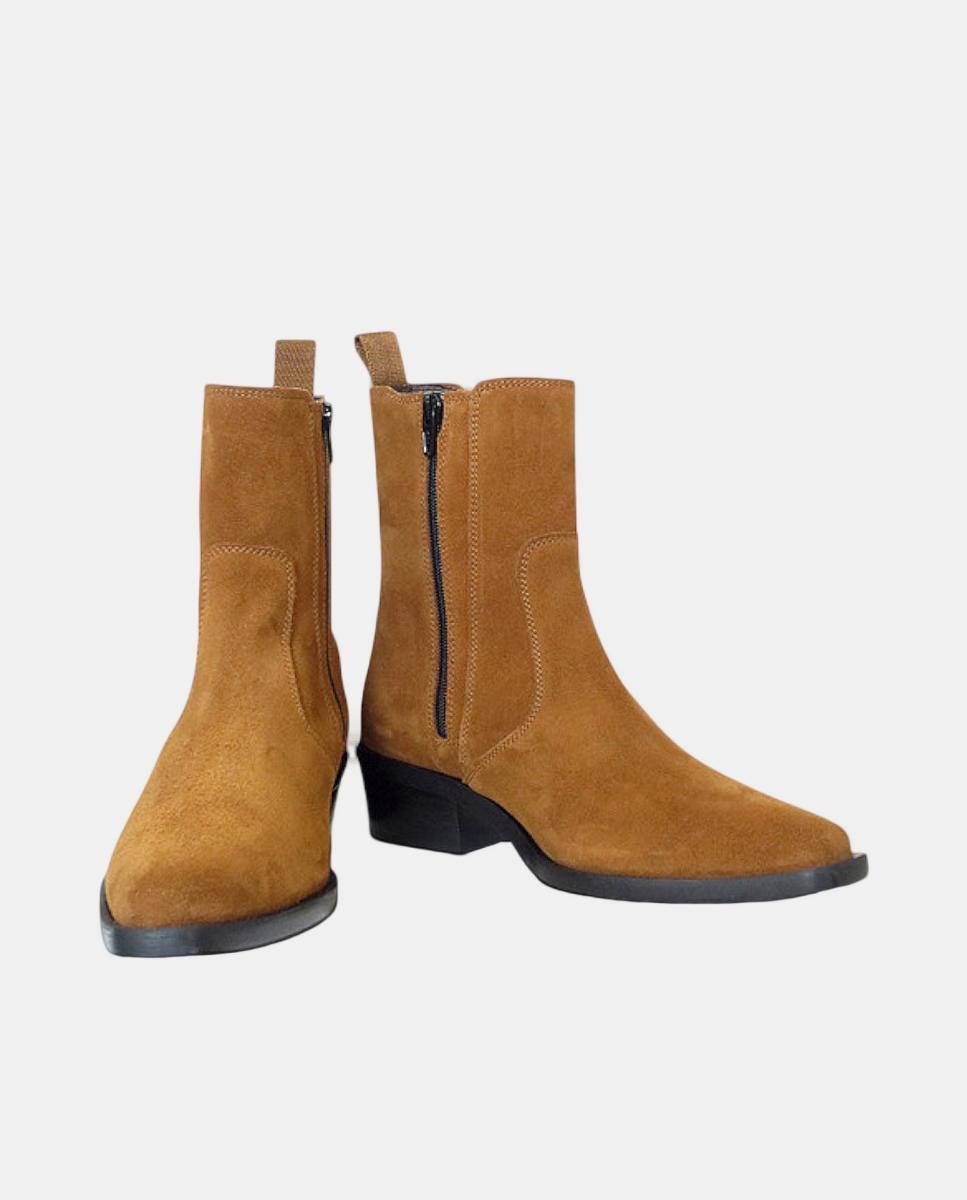 Botins Cowboy com Salto Basket Castanho-3