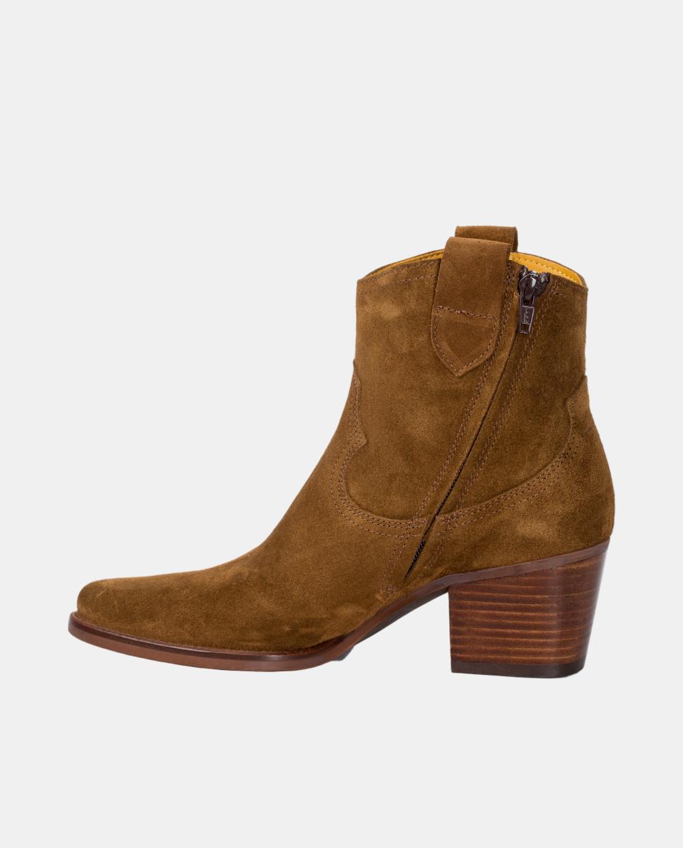 Botins Cowboy em Pele com Tacão Castanho taupe-7