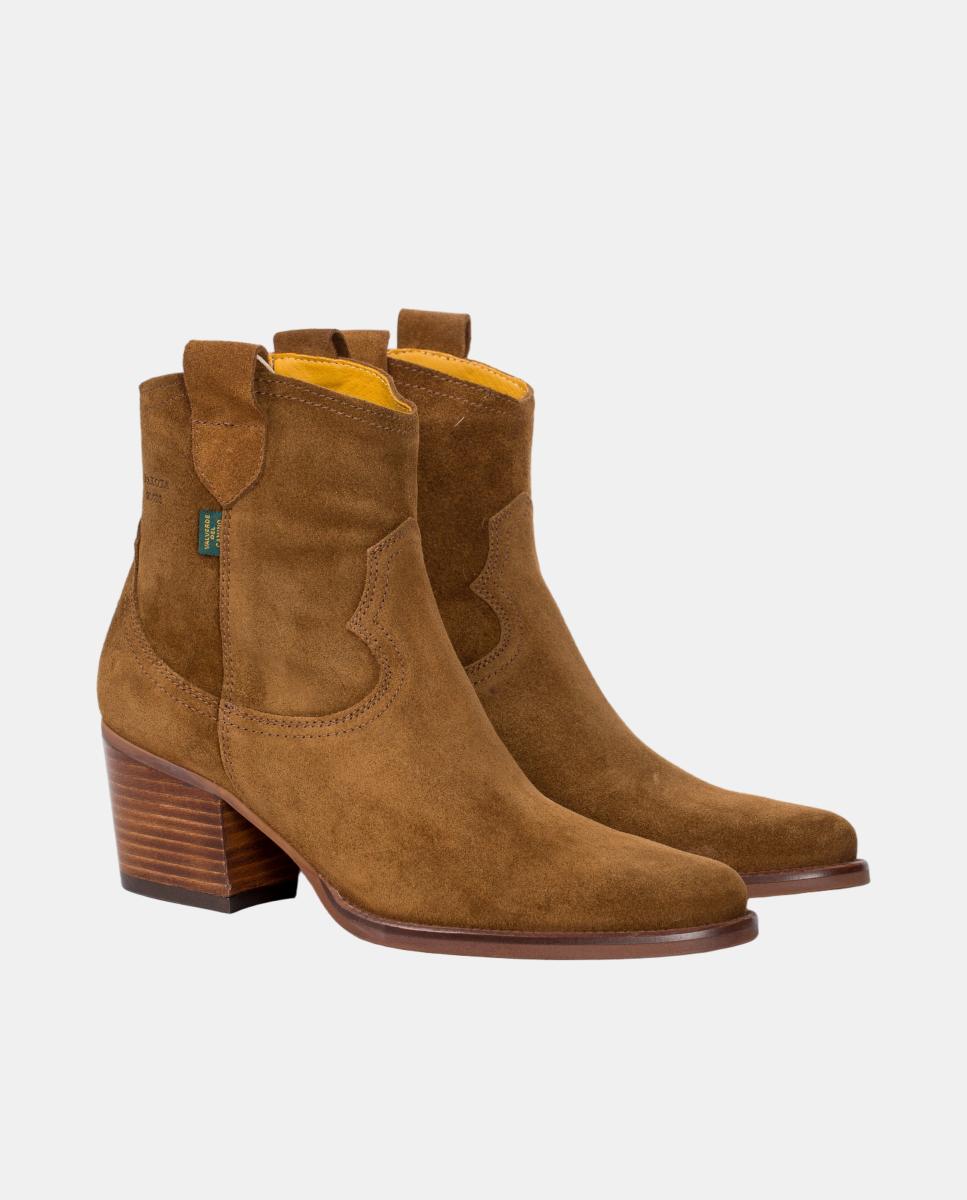 Botins Cowboy em Pele com Tacão Castanho taupe-9
