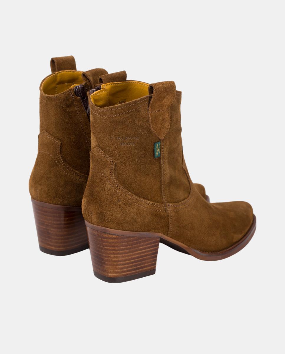 Botins Cowboy em Pele com Tacão Castanho taupe-10