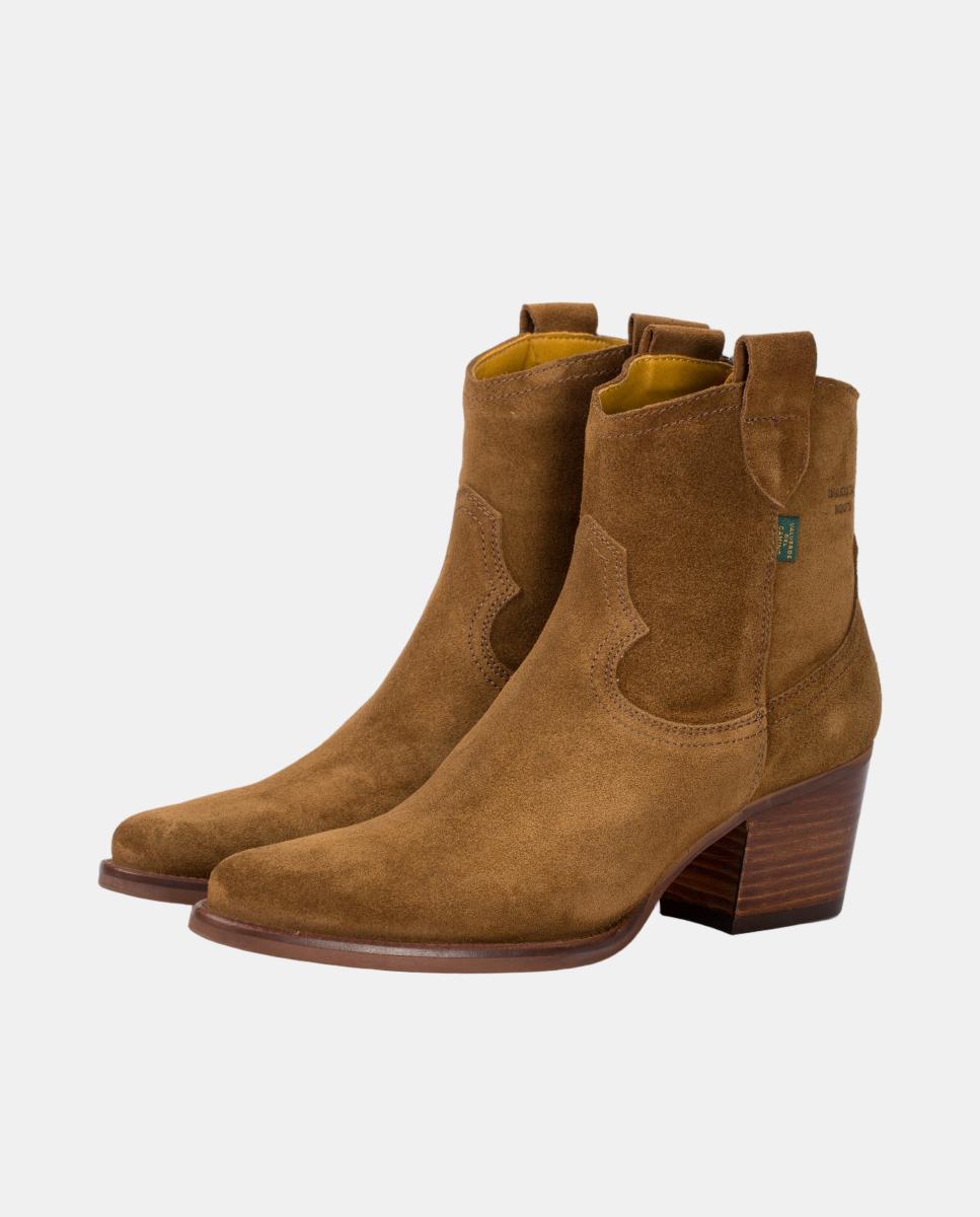 Botins Cowboy em Pele com Tacão Castanho taupe-11