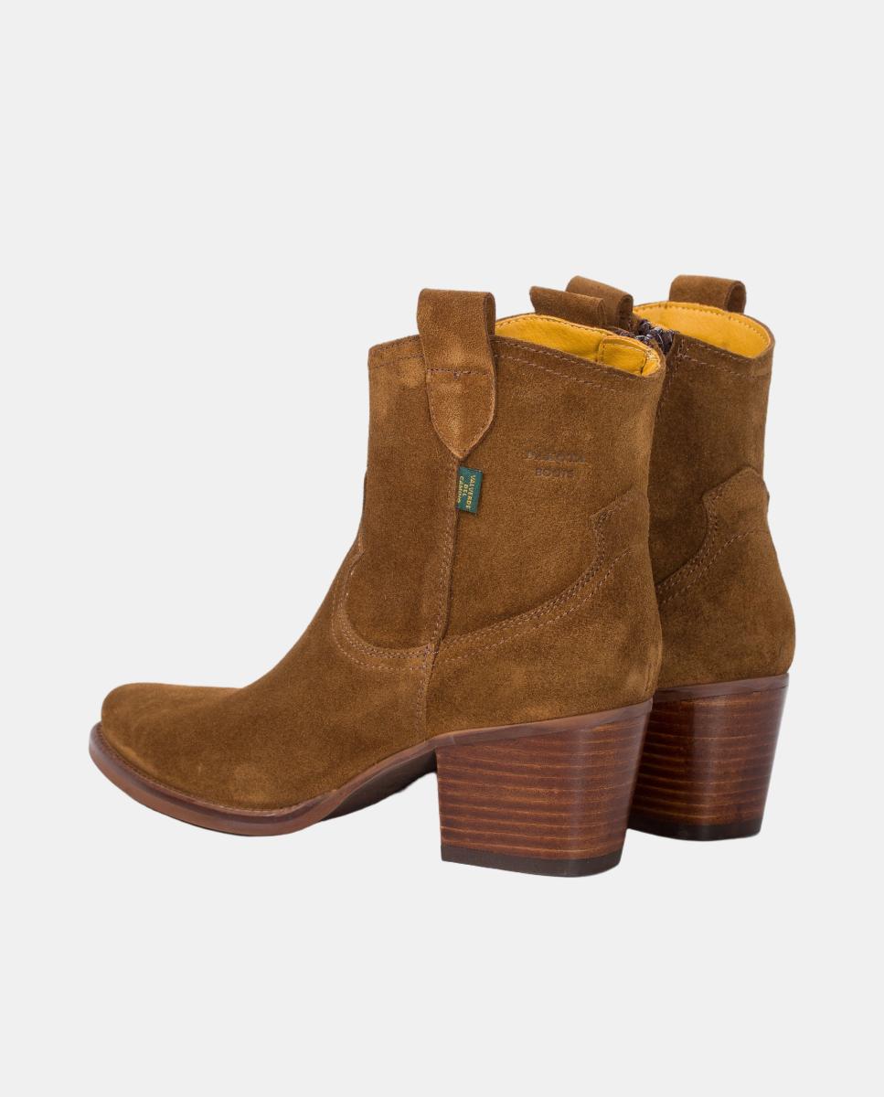 Botins Cowboy em Pele com Tacão Castanho taupe-12