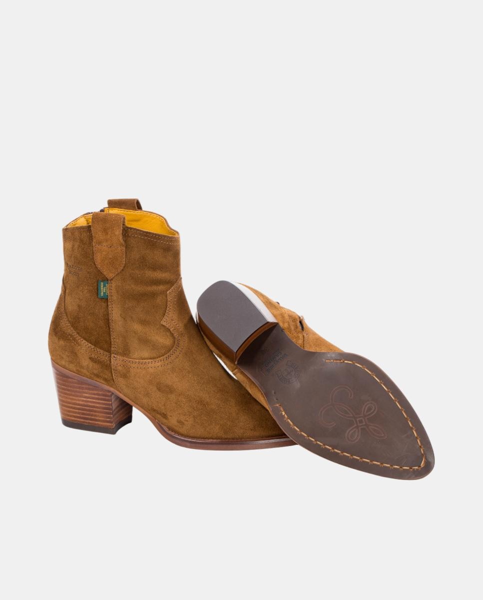 Botins Cowboy em Pele com Tacão Castanho taupe-14
