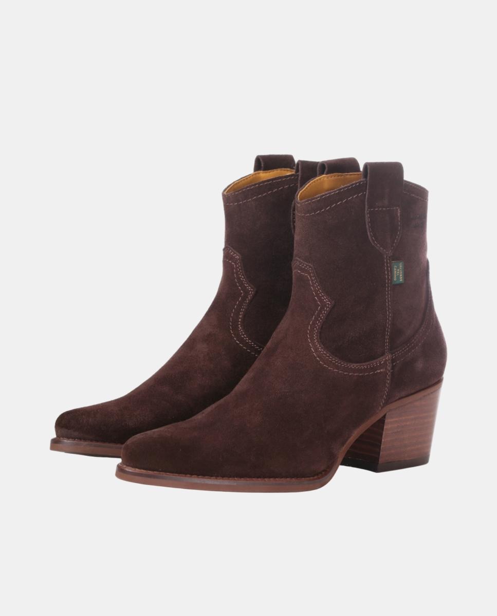 Botins Cowboy em Pele com Tacão Castanho-escuro-4
