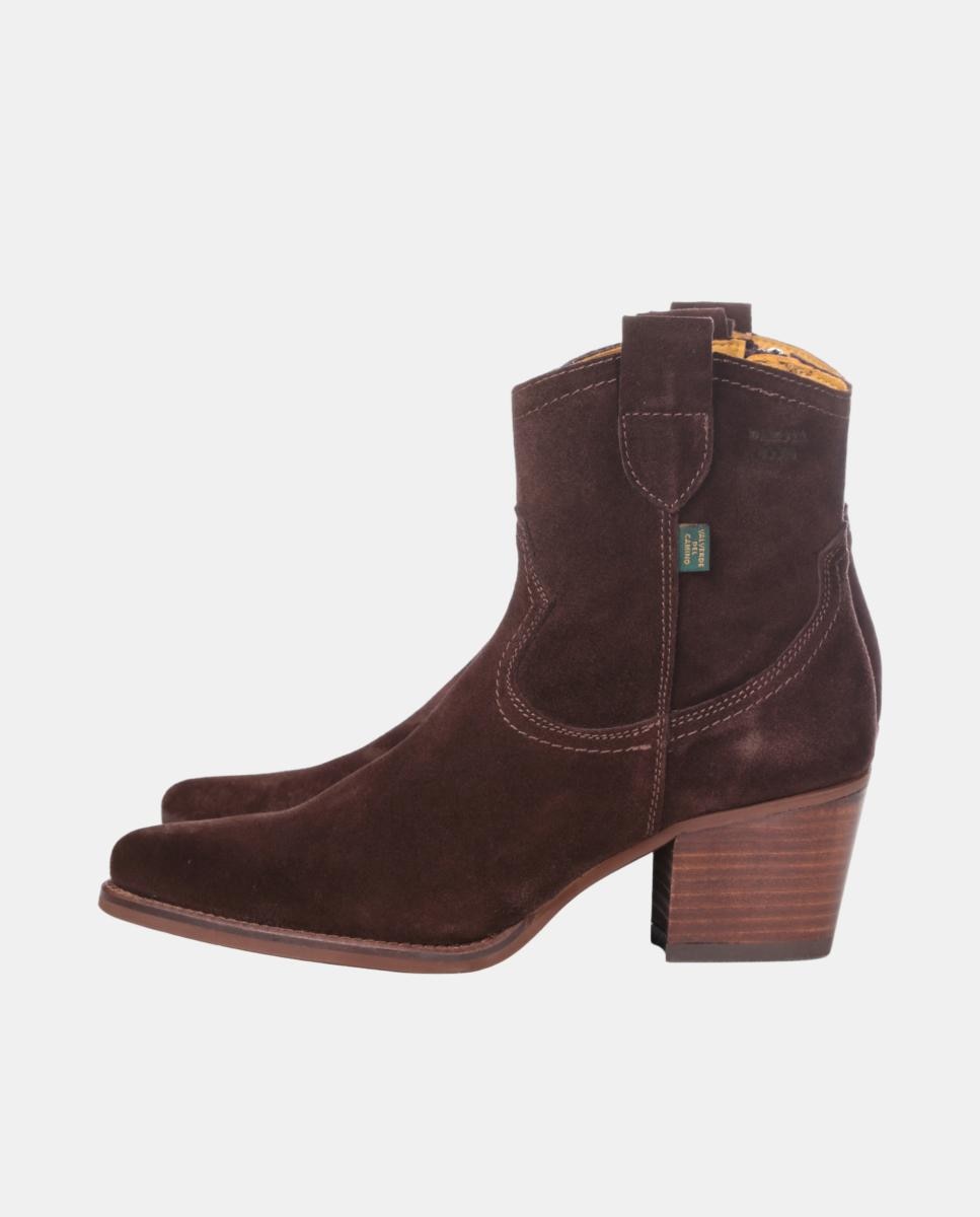 Botins Cowboy em Pele com Tacão Castanho-escuro-5