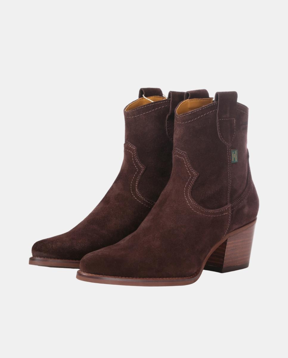 Botins Cowboy em Pele com Tacão Castanho-escuro-6