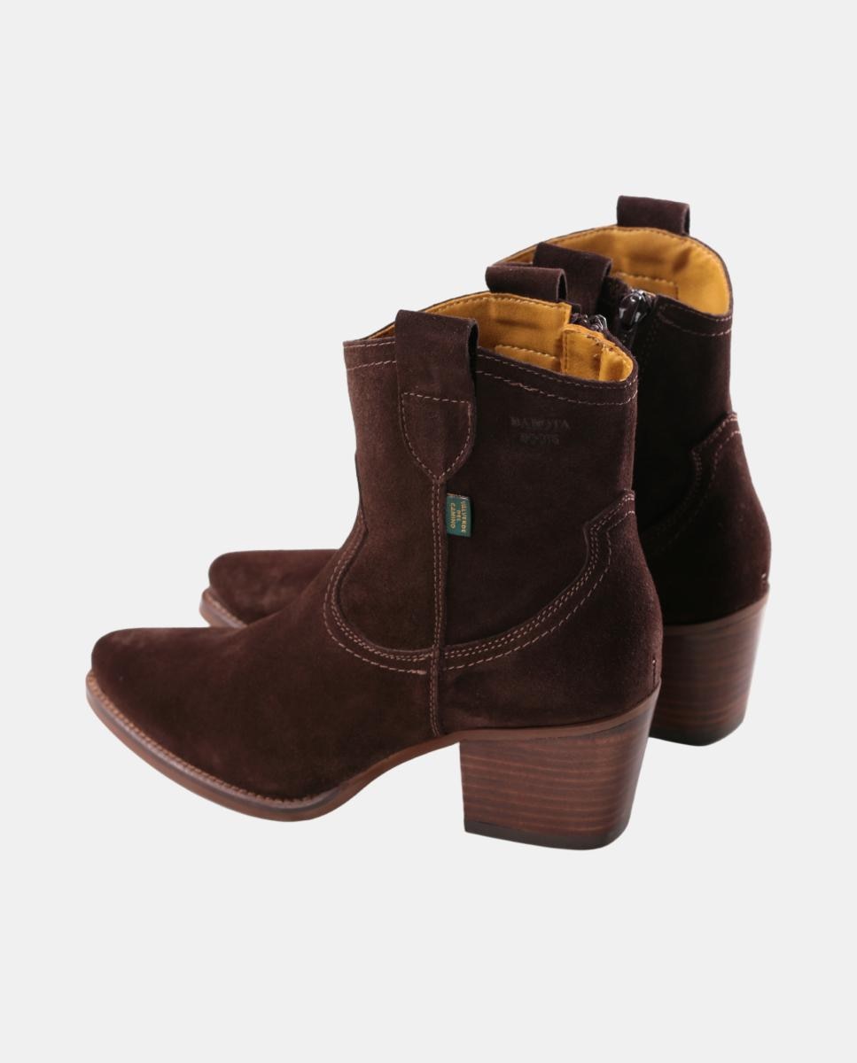 Botins Cowboy em Pele com Tacão Castanho-escuro-7