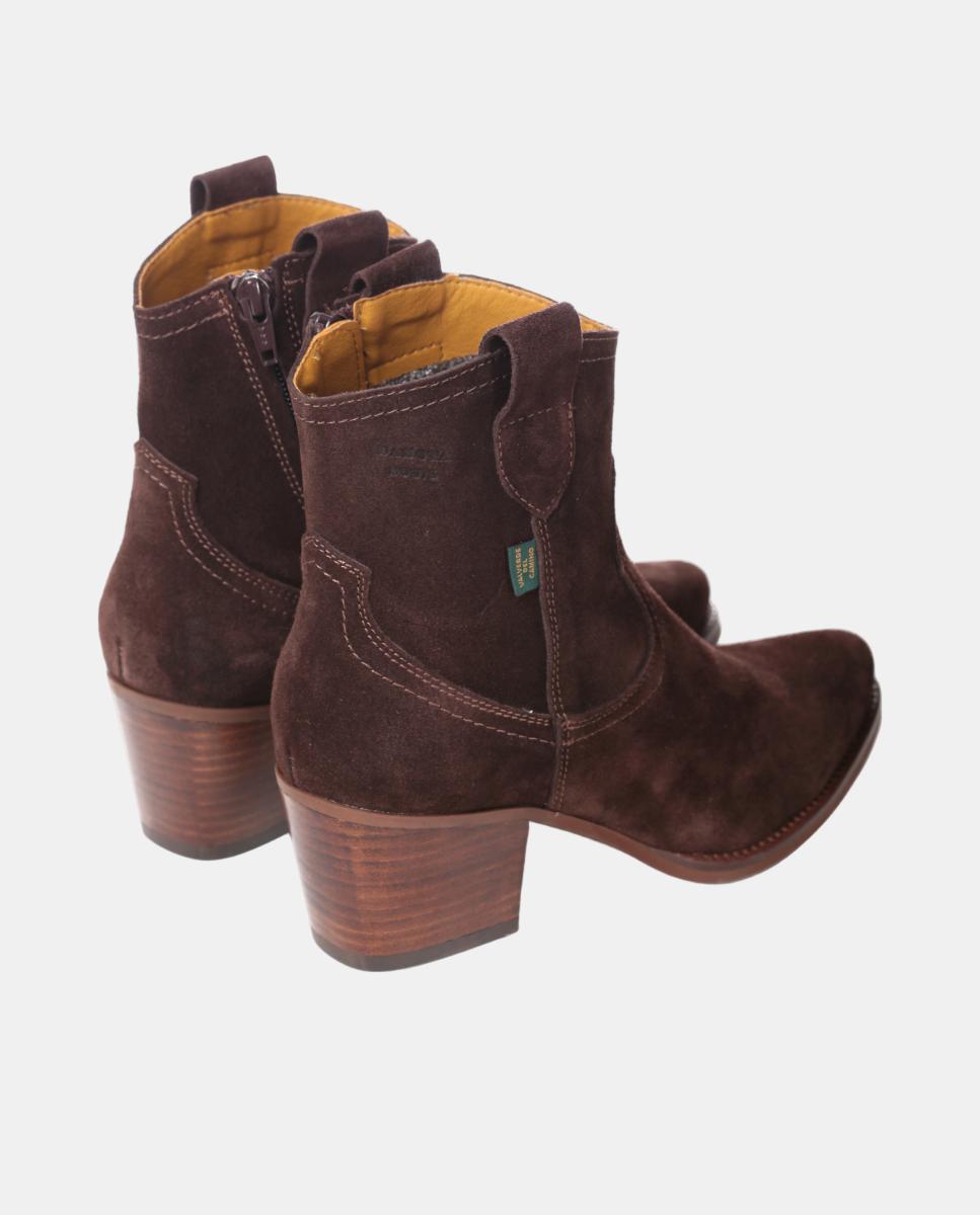 Botins Cowboy em Pele com Tacão Castanho-escuro-8