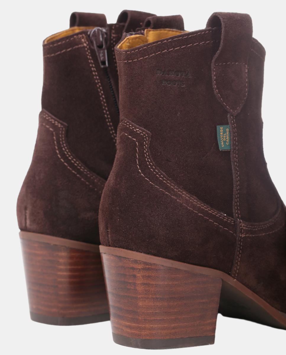 Botins Cowboy em Pele com Tacão Castanho-escuro-9