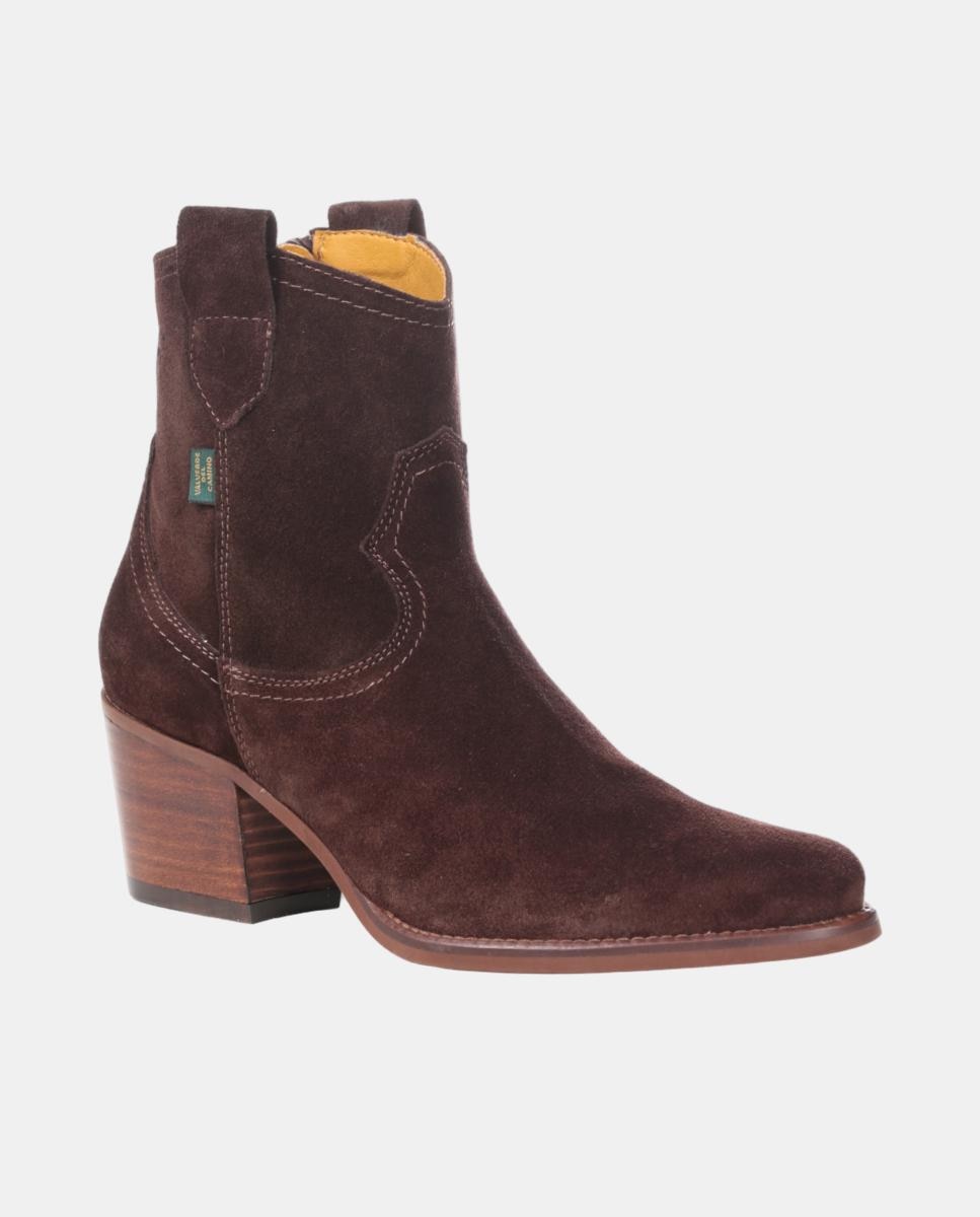 Botins Cowboy em Pele com Tacão Castanho-escuro-10