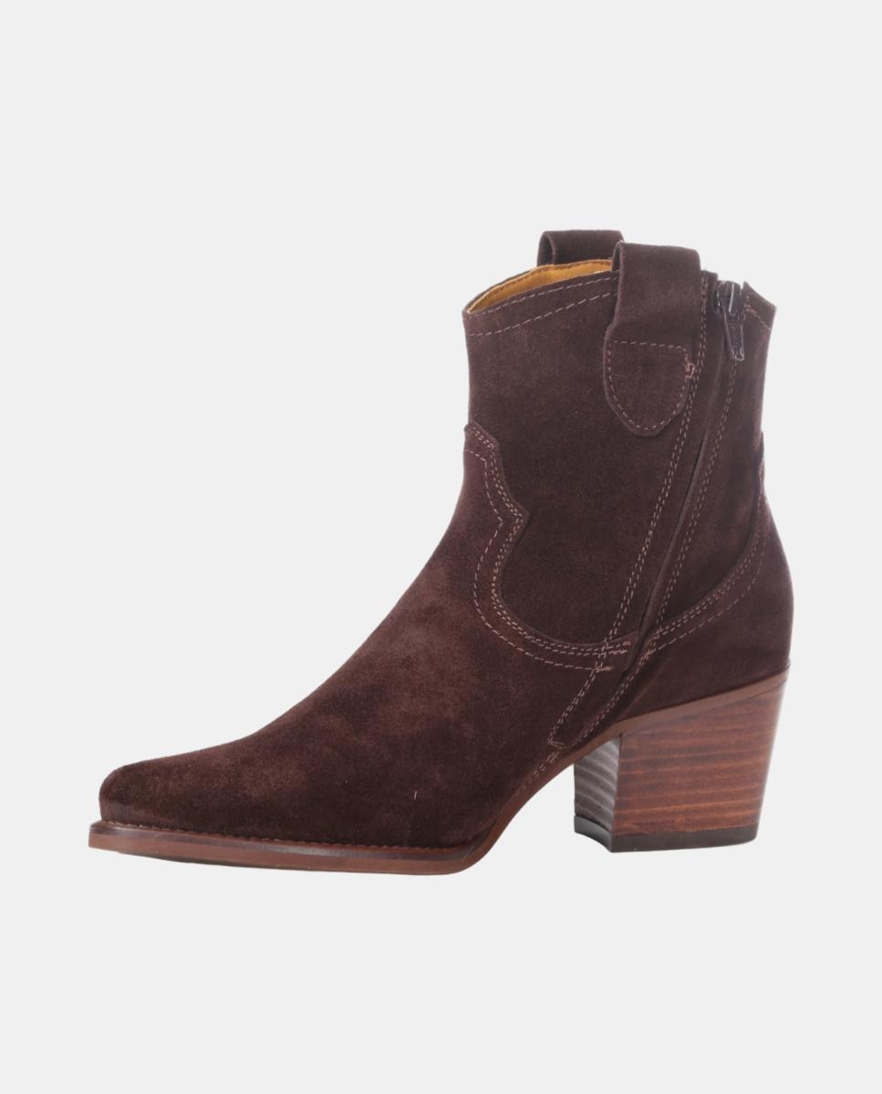 Botins Cowboy em Pele com Tacão Castanho-escuro-11