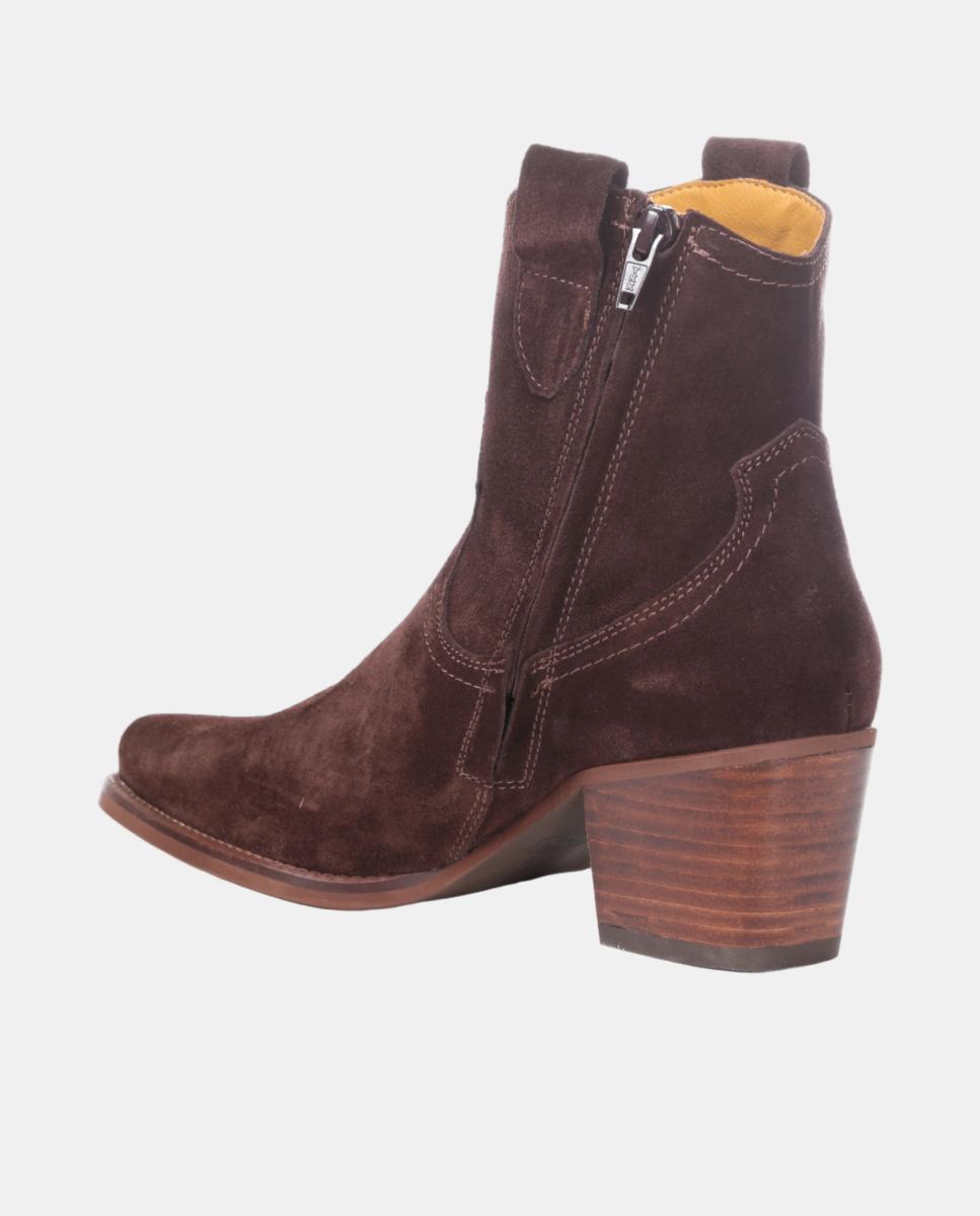 Botins Cowboy em Pele com Tacão Castanho-escuro-13
