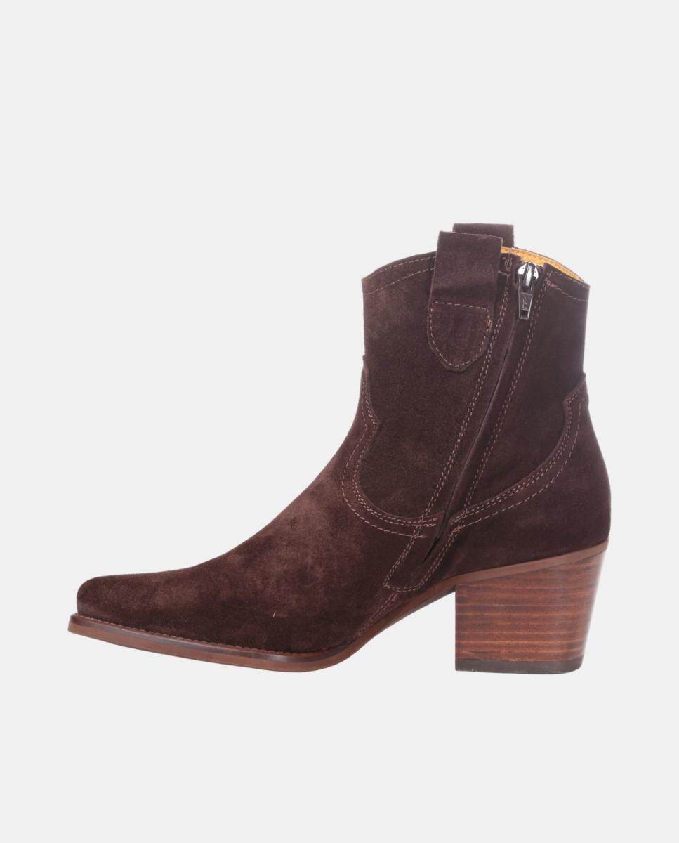 Botins Cowboy em Pele com Tacão Castanho-escuro-15