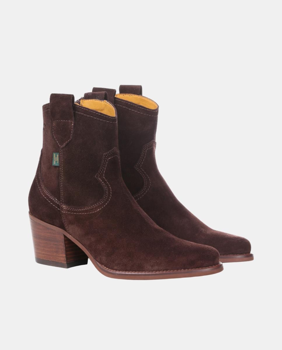 Botins Cowboy em Pele com Tacão Castanho-escuro-17