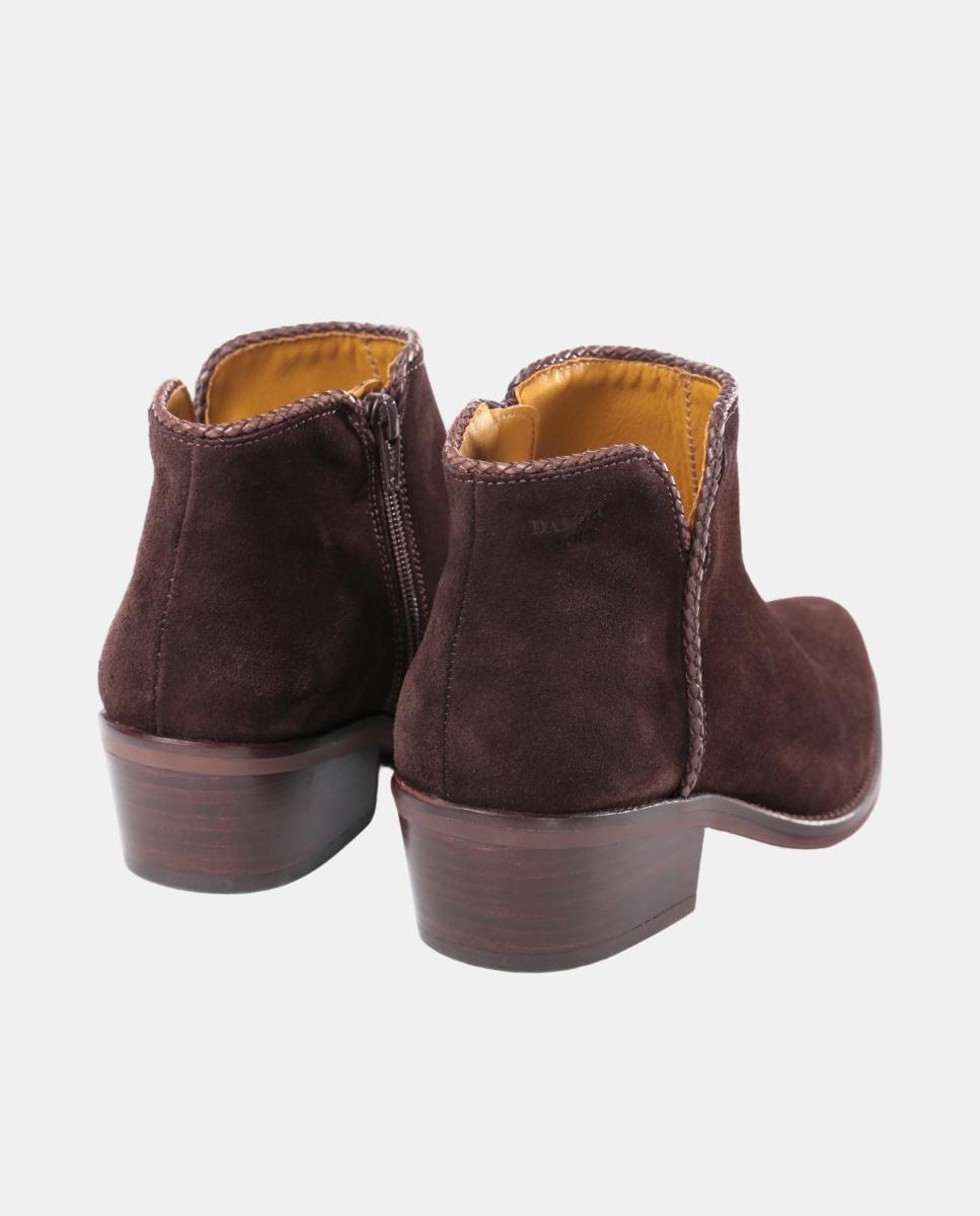 Botins Cowboy com Adorno em Pele e Fecho de Correr Castanho-escuro-5