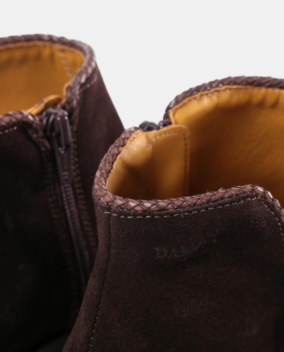 Botins Cowboy com Adorno em Pele e Fecho de Correr Castanho-escuro-6