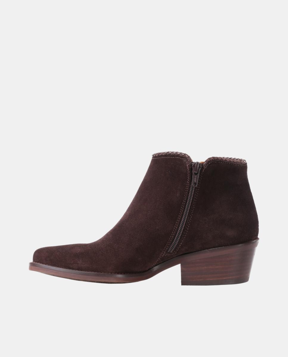 Botins Cowboy com Adorno em Pele e Fecho de Correr Castanho-escuro-10