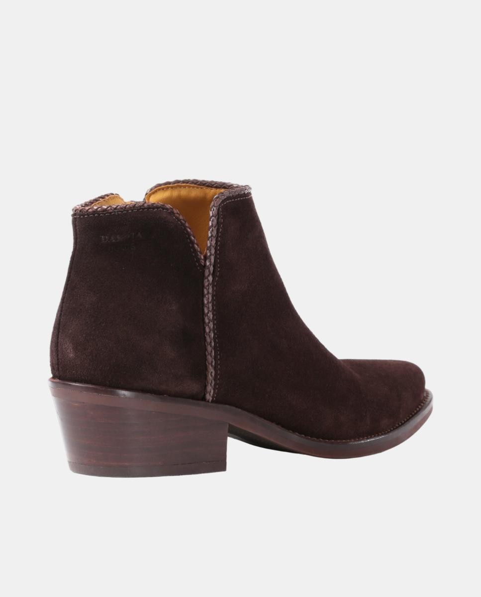 Botins Cowboy com Adorno em Pele e Fecho de Correr Castanho-escuro-12