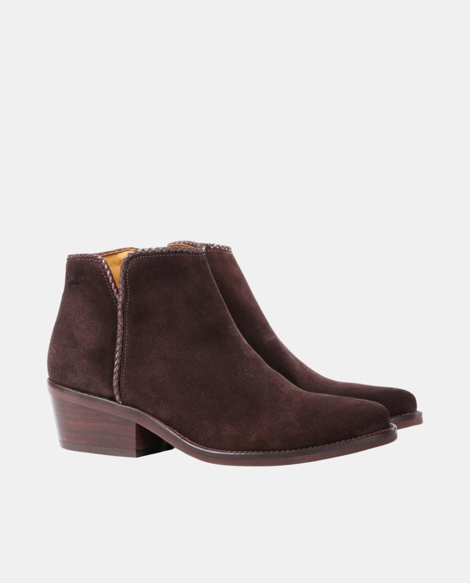 Botins Cowboy com Adorno em Pele e Fecho de Correr Castanho-escuro-15