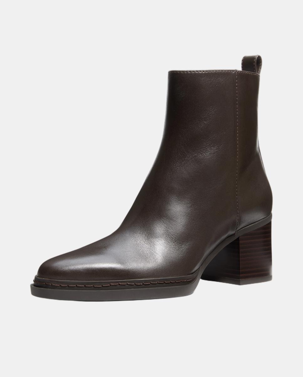 Botins Lex em Pele com Salto de Bloco Castanho-chocolate-3