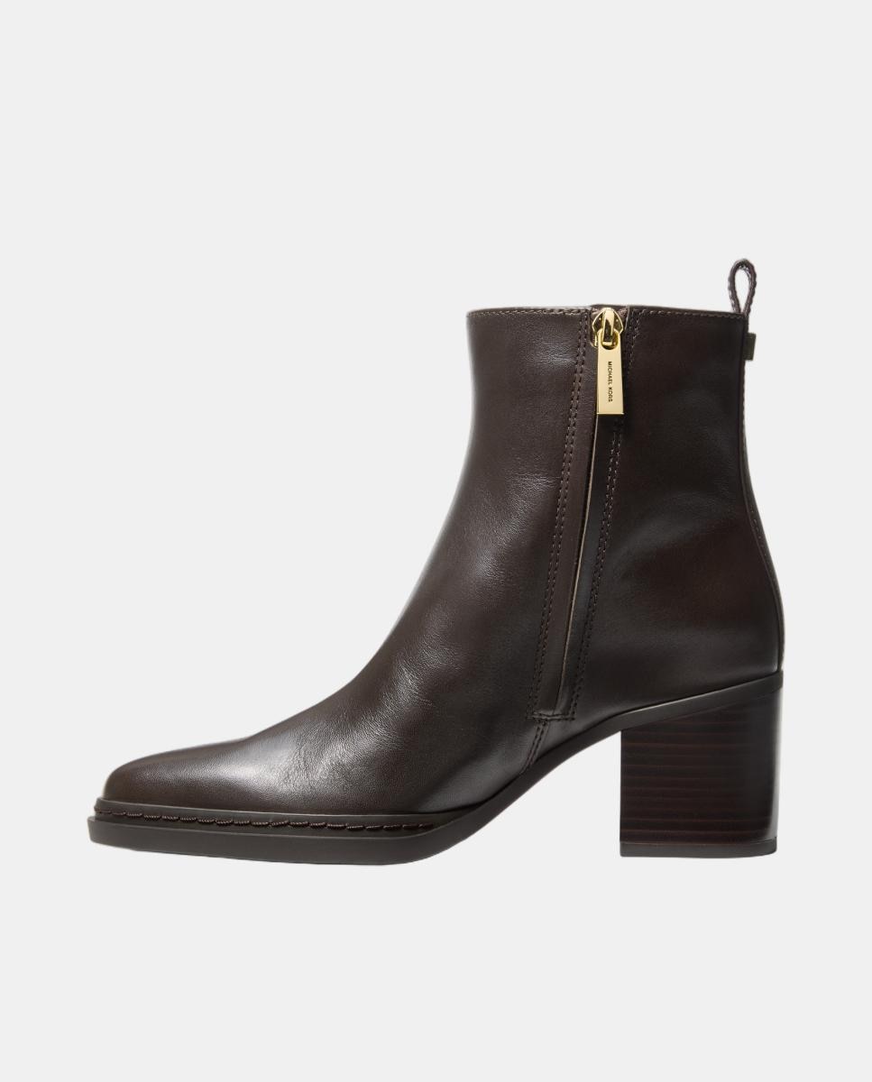 Botins Lex em Pele com Salto de Bloco Castanho-chocolate-4