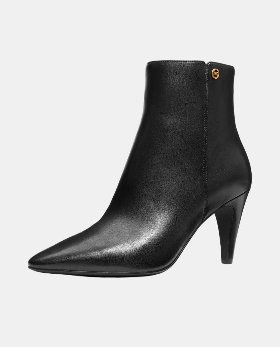Botins de Salto Daniela em Pele com Fecho de Correr Lateral Preto-3