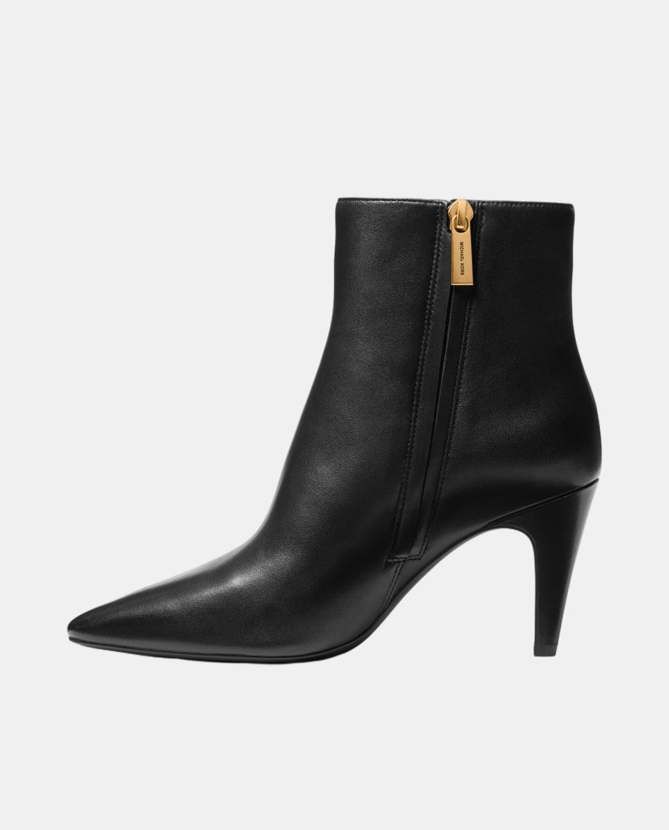 Botins de Salto Daniela em Pele com Fecho de Correr Lateral Preto-4