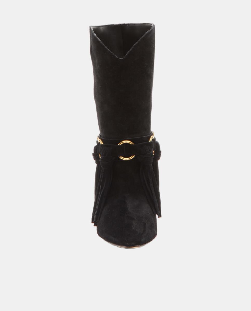 Botines de tacón Daniela de mujer de ante con flecos - Michael Michael Kors - Negro Negro-2