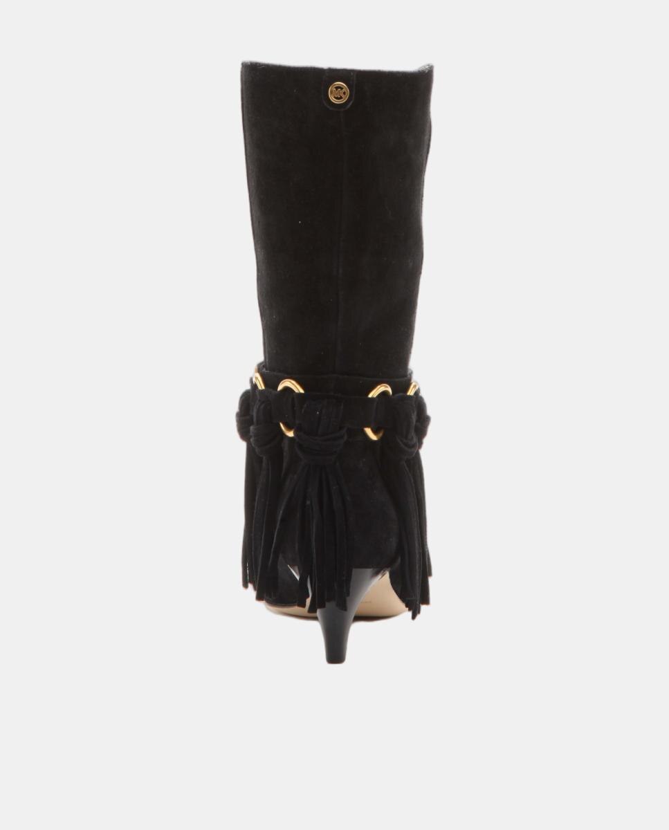 Botines de tacón Daniela de mujer de ante con flecos - Michael Michael Kors - Negro Negro-4