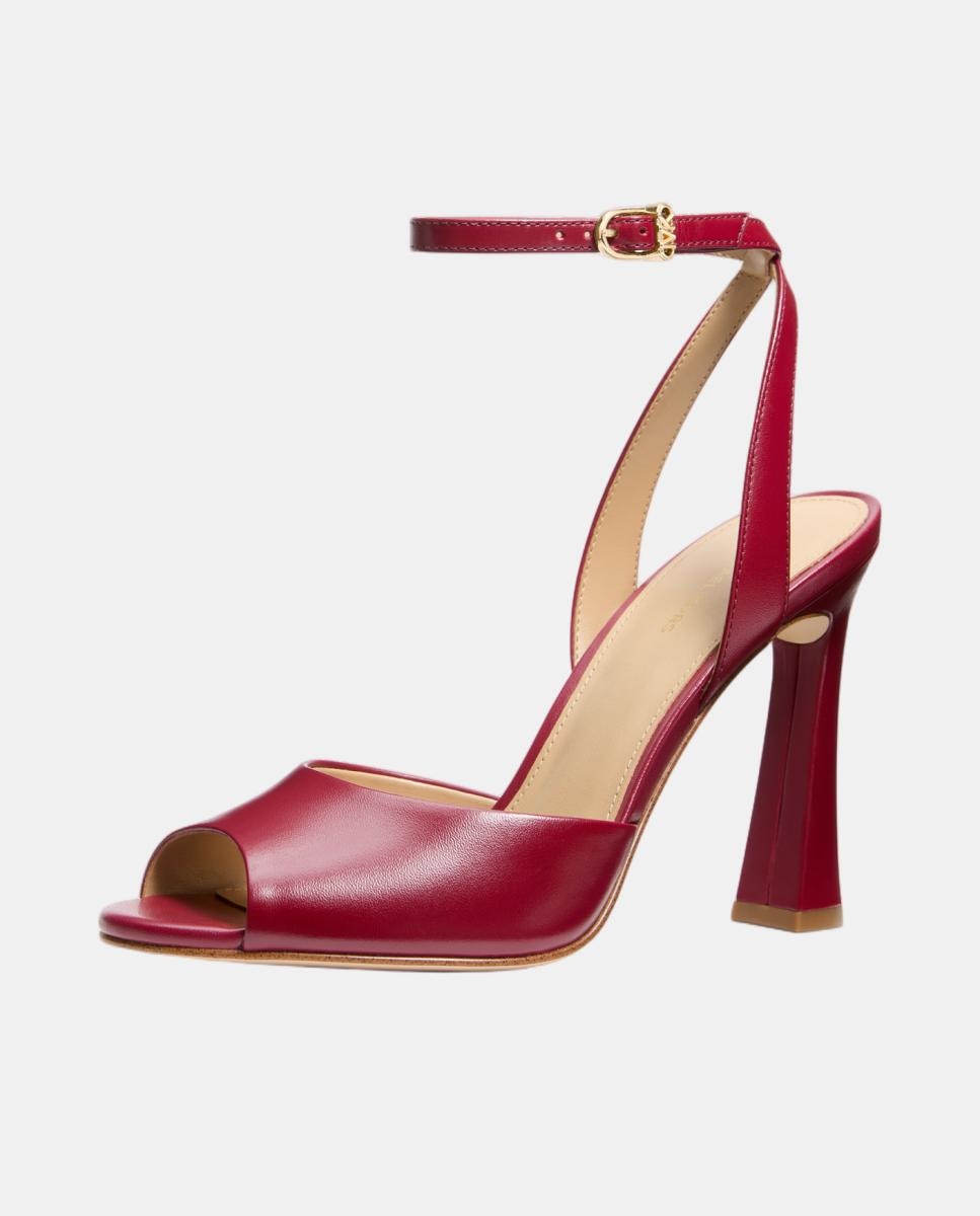 Sandálias de Salto Rosie em Pele com Fecho de Pulseira Vermelho-cereja-4
