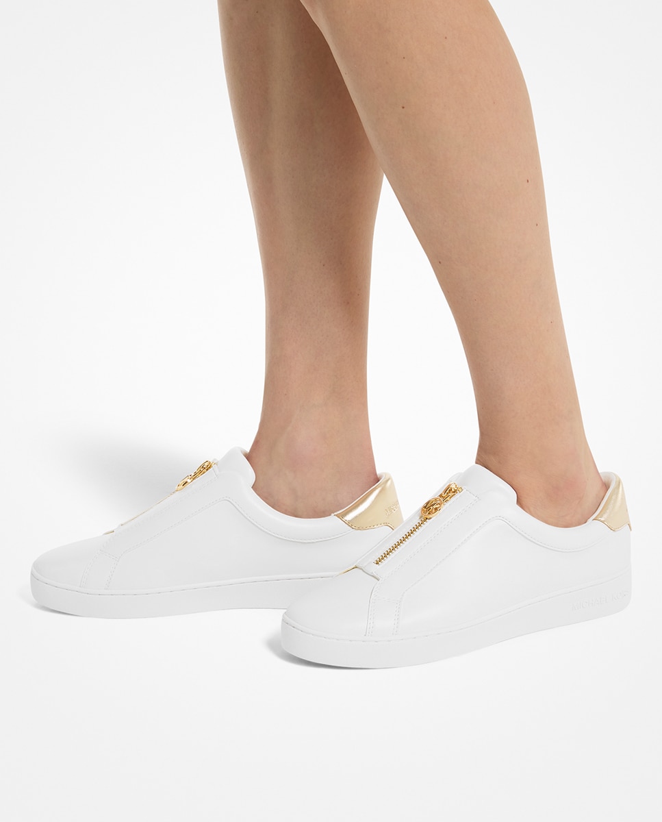 Slip-On com Fecho de Correr Pele Branco-5