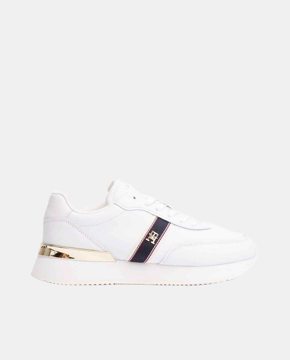 Sapatilhas de Cunha com Logótipo Webbing TH Metalizado Branco-1