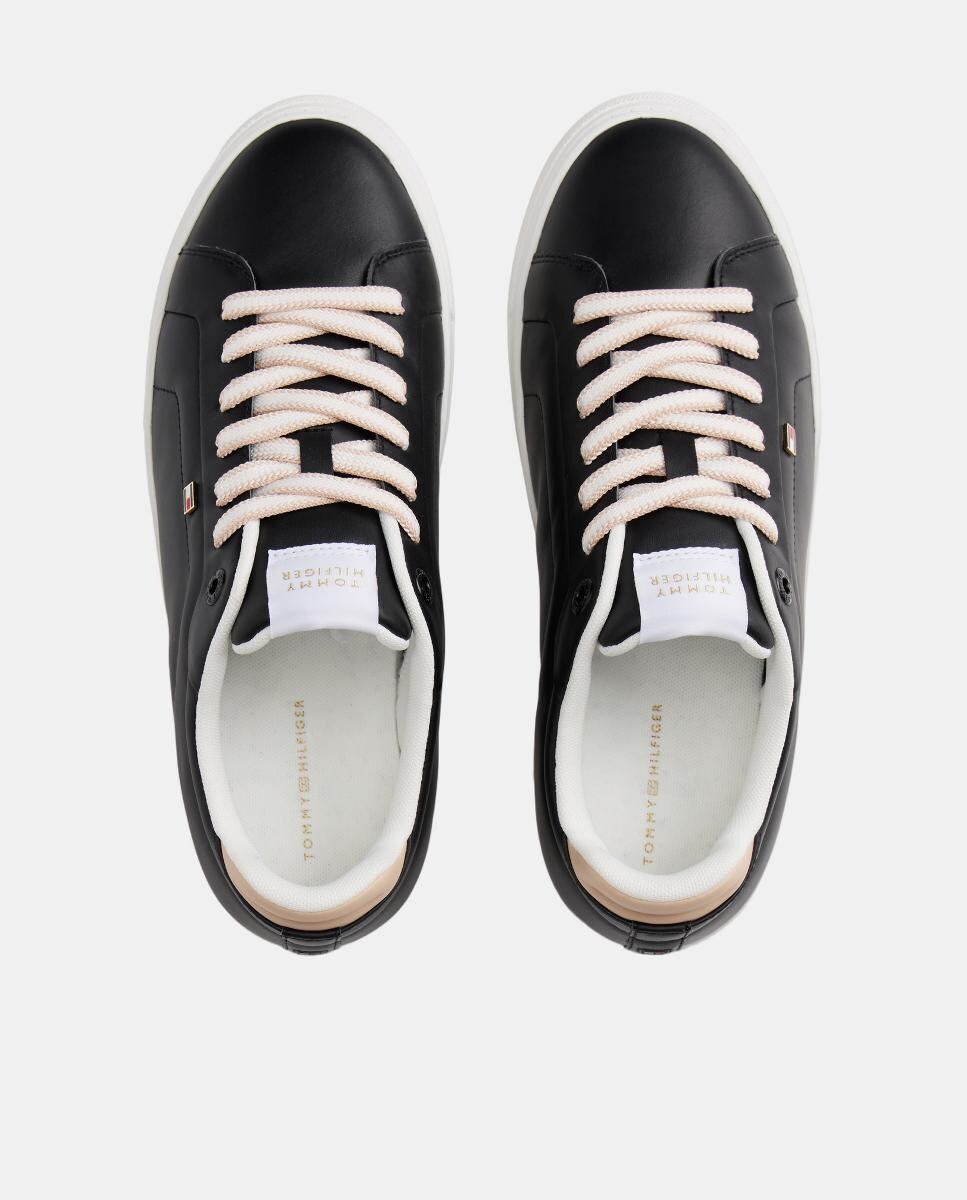 Sapatilhas em Pele com Bandeira Preto-5