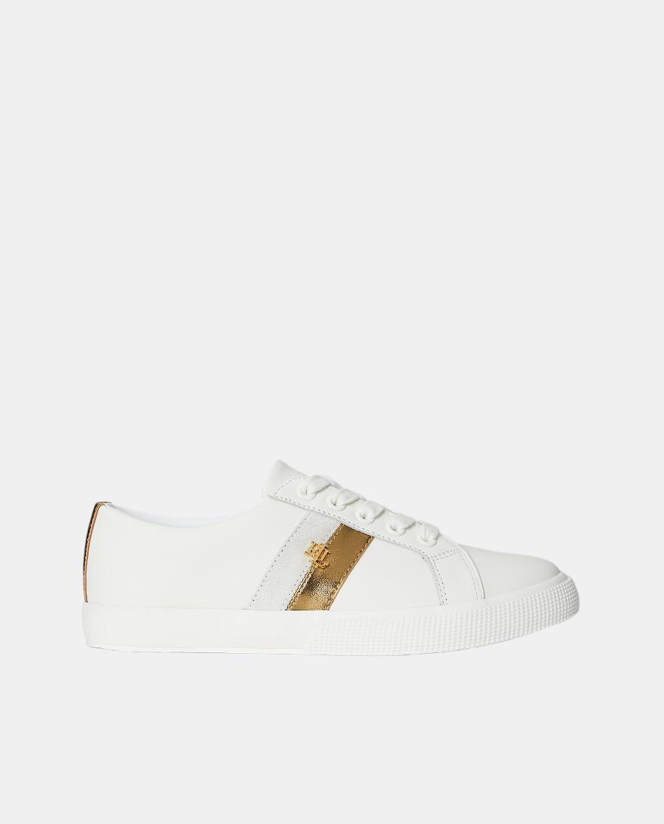 Sapatilhas Janson II em Pele com Riscas Laterais Branco-1