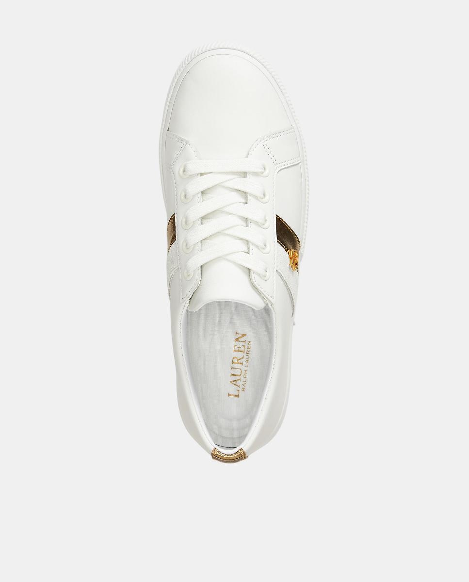 Sapatilhas Janson II em Pele com Riscas Laterais Branco-4