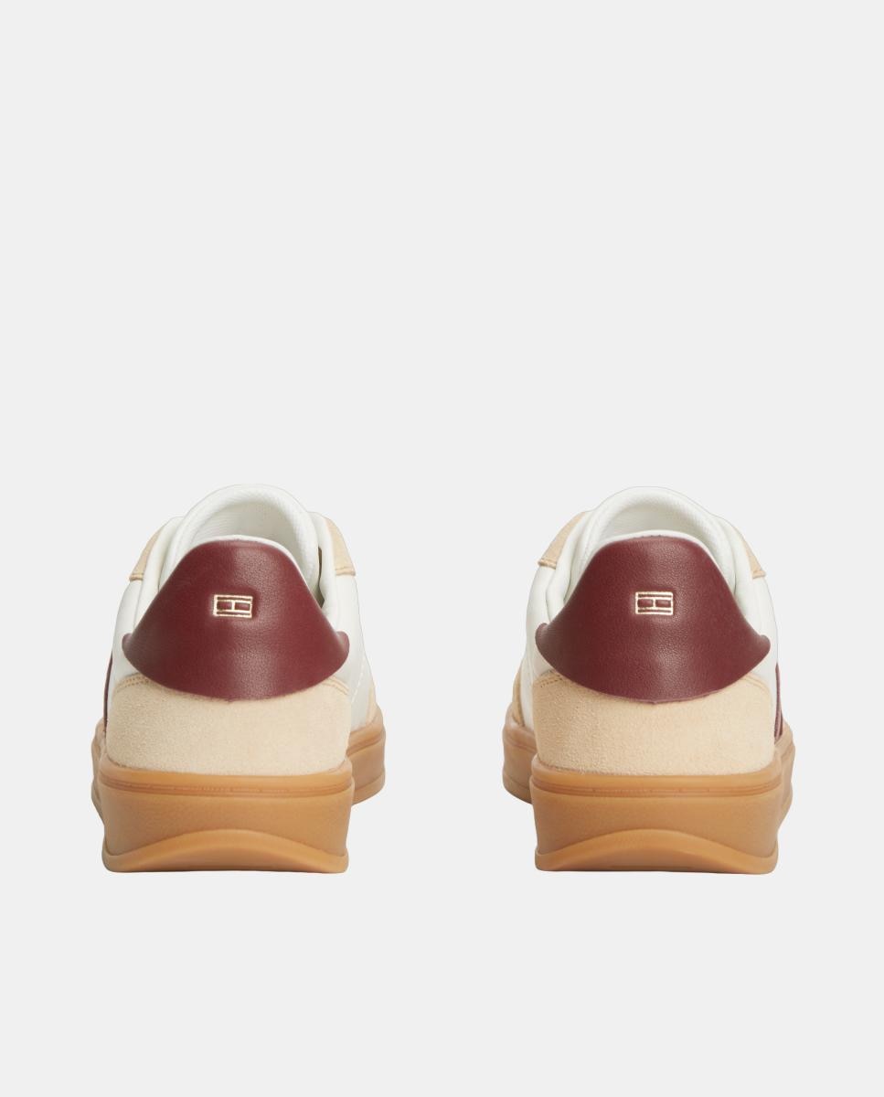 Sapatilhas de Mulher em Pele com Logótipo e Sola Caramelo Multicolor-2