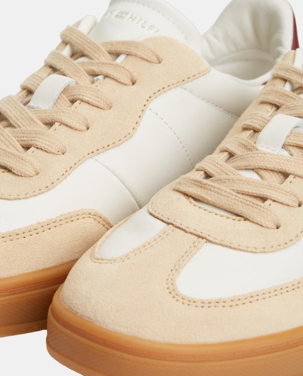 Sapatilhas de Mulher em Pele com Logótipo e Sola Caramelo Multicolor-4